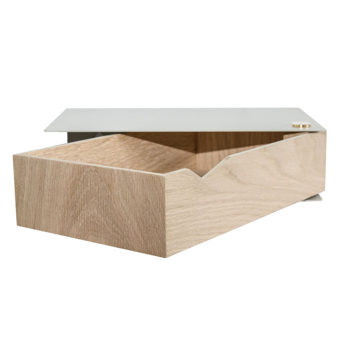 Wand-Nachttisch: 2 Stk. - BESIDE - grau mit Schublade aus Eichenholz