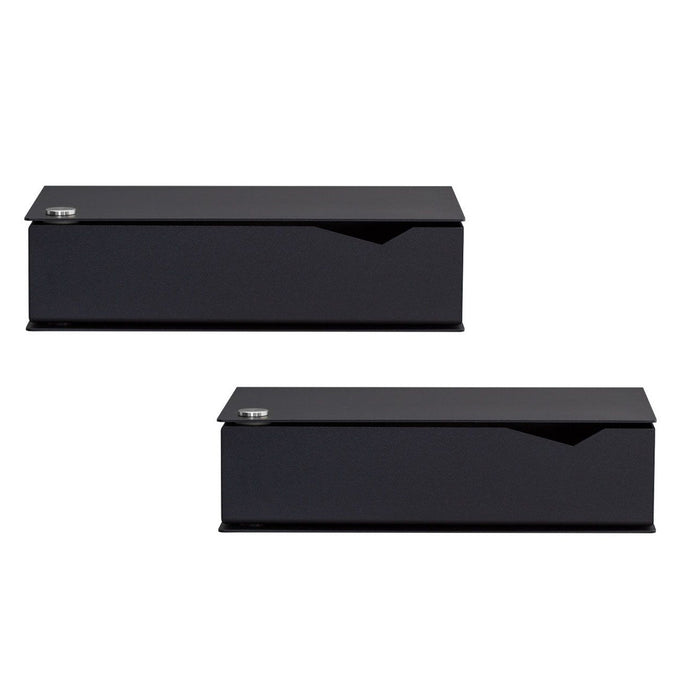 Wall-mounted bedside table: 2 pcs. - BESIDE - black with black drawer