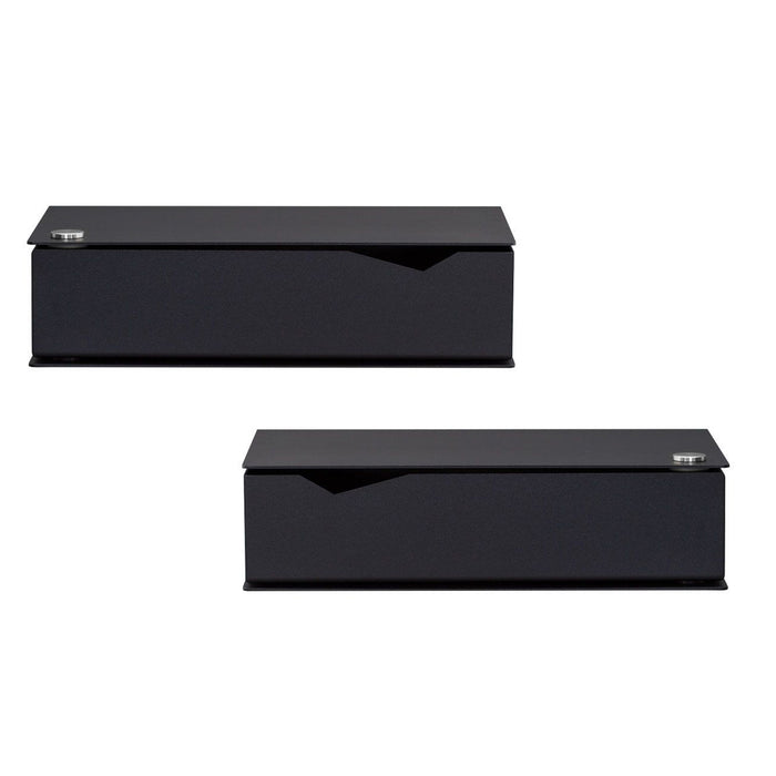 Wall-mounted bedside table: 2 pcs. - BESIDE - black with black drawer