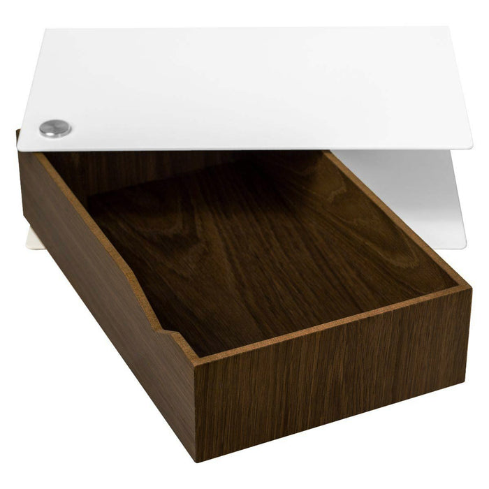 Wand-Nachttisch: 1 Stk. - BESIDE - weiß mit Schublade aus dunkler Eiche