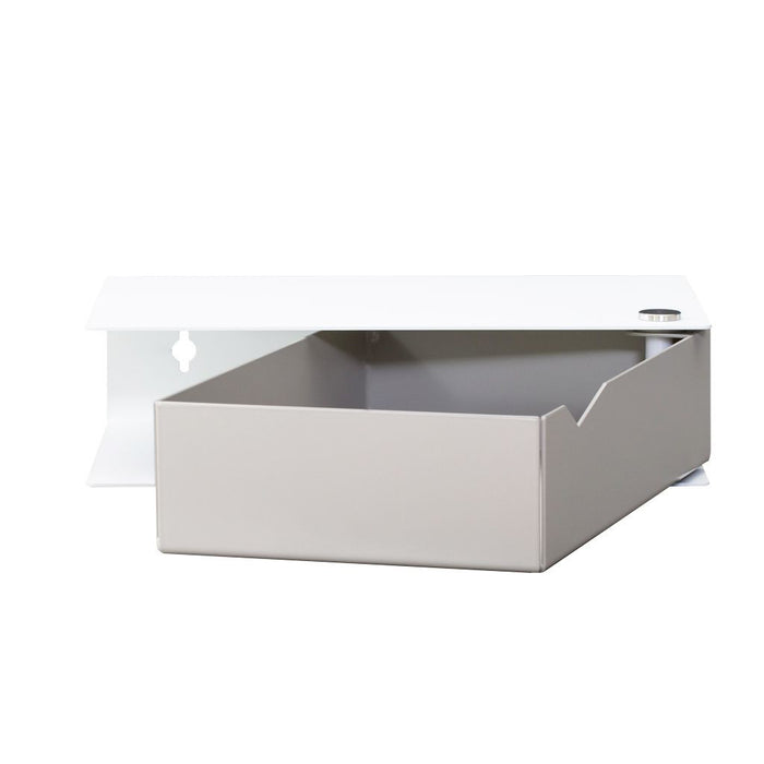Wall-mounted bedside table: 1 pc. - BESIDE - white with gray drawer