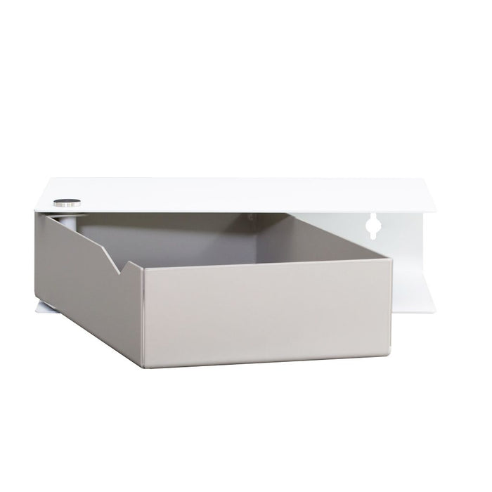 Wall-mounted bedside table: 1 pc. - BESIDE - white with gray drawer