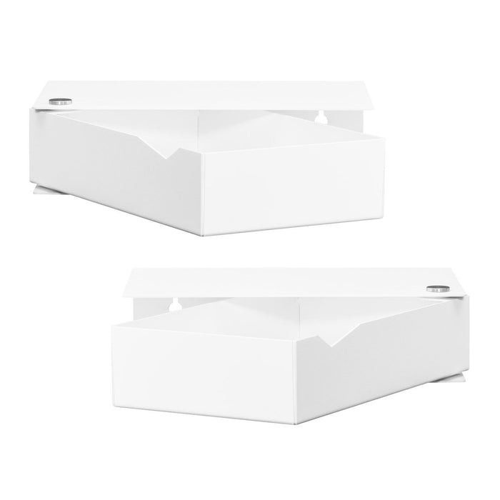 Wand-Nachttisch: 2 Stk. - DARÜBER - weiß mit weißer Schublade