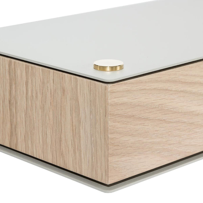 Wand-Nachttisch: 1 Stk. - BESIDE - grau mit Schublade aus Eichenholz