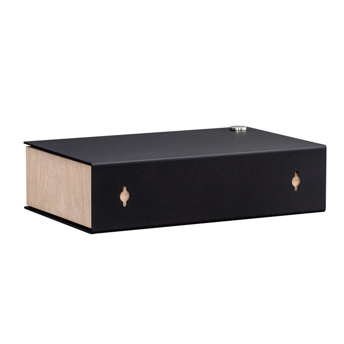 Wall-mounted bedside table: 1 pc. - BESIDE - black with oak drawer