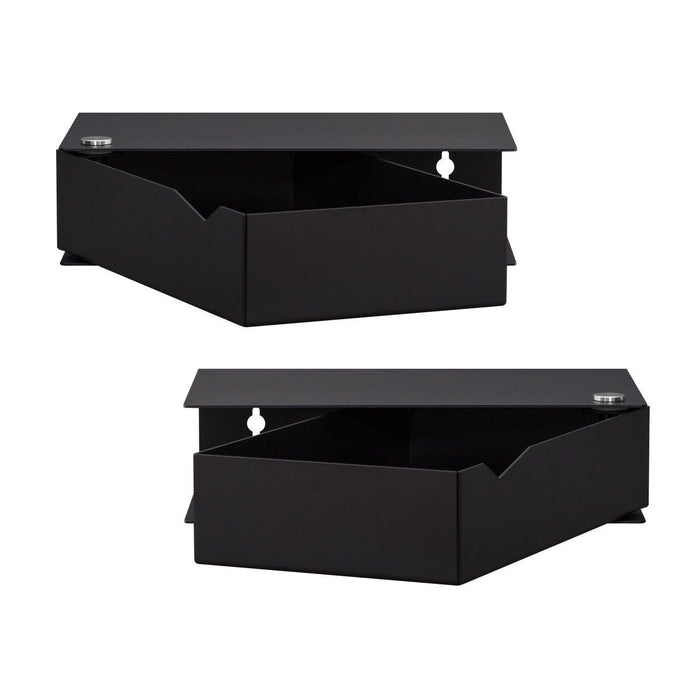 Wall-mounted bedside table: 2 pcs. - BESIDE - black with black drawer