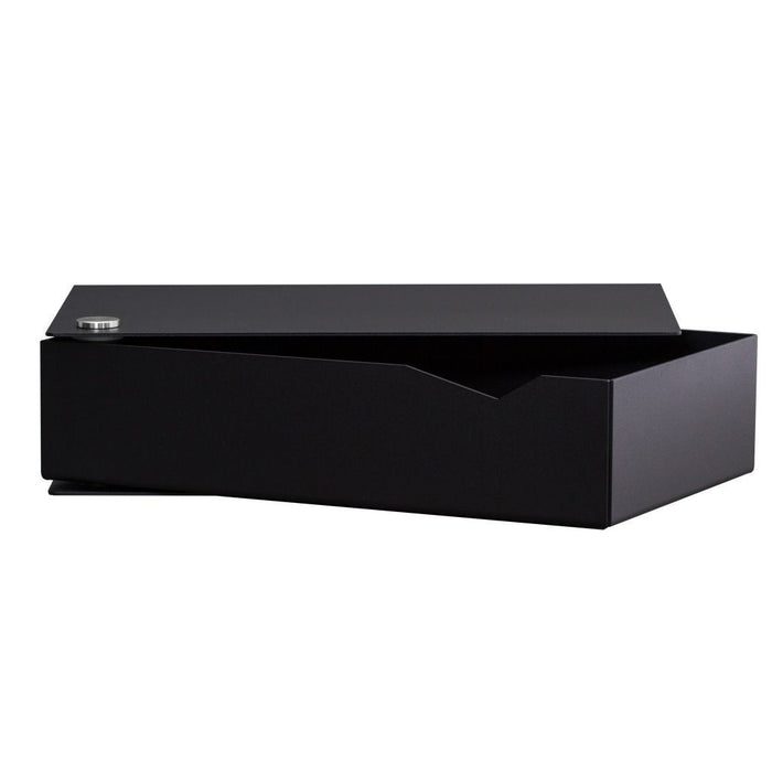 Wall-mounted bedside table: 2 pcs. - BESIDE - black with black drawer