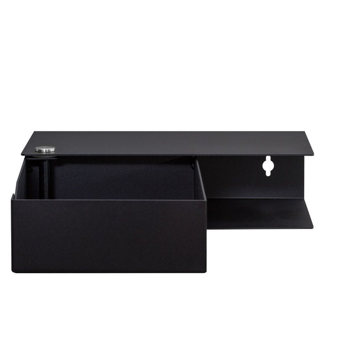 Wand-Nachttisch: 2 Stk. - DARÜBER - schwarz mit schwarzer Schublade