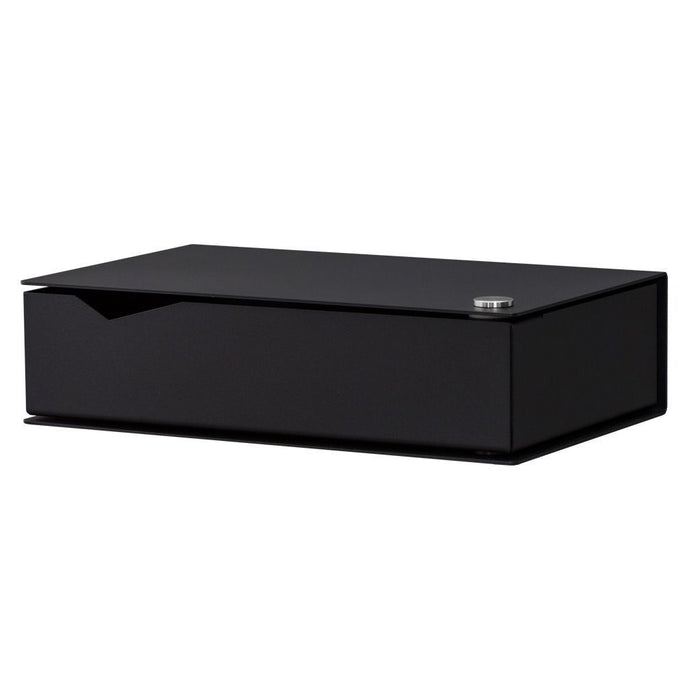 Wall-mounted bedside table: 2 pcs. - BESIDE - black with black drawer