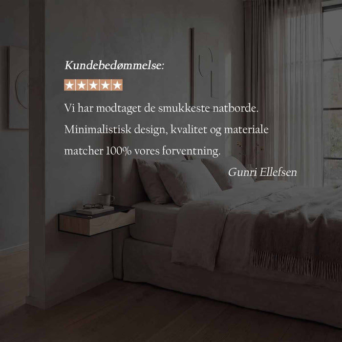 Wall-mounted bedside table: 2 pcs. - BESIDE - gray with oak drawer