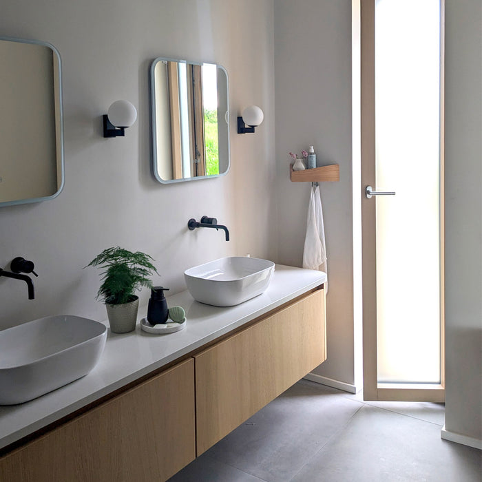 Wand-Nachttisch: 2 Stk. - BESIDE - weiß mit weißer Schublade