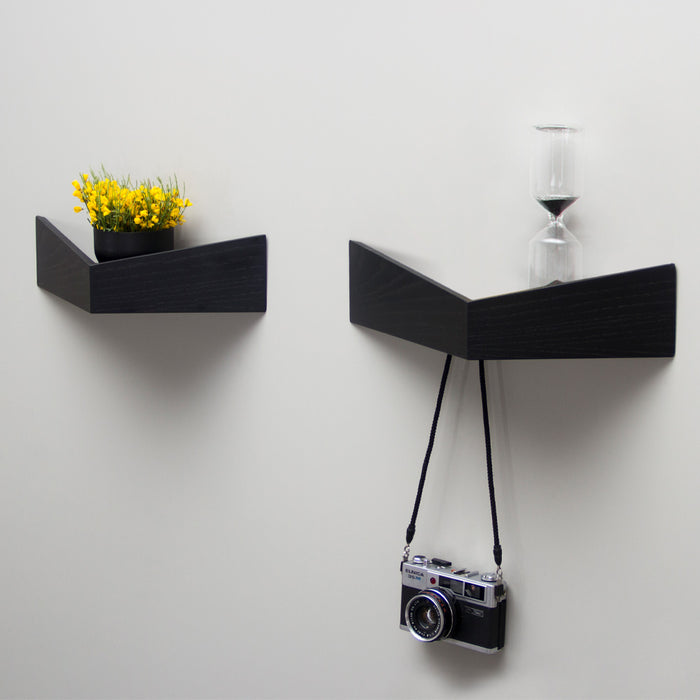 Wall-mounted bedside table: 2 pcs. - BESIDE - white with white drawer