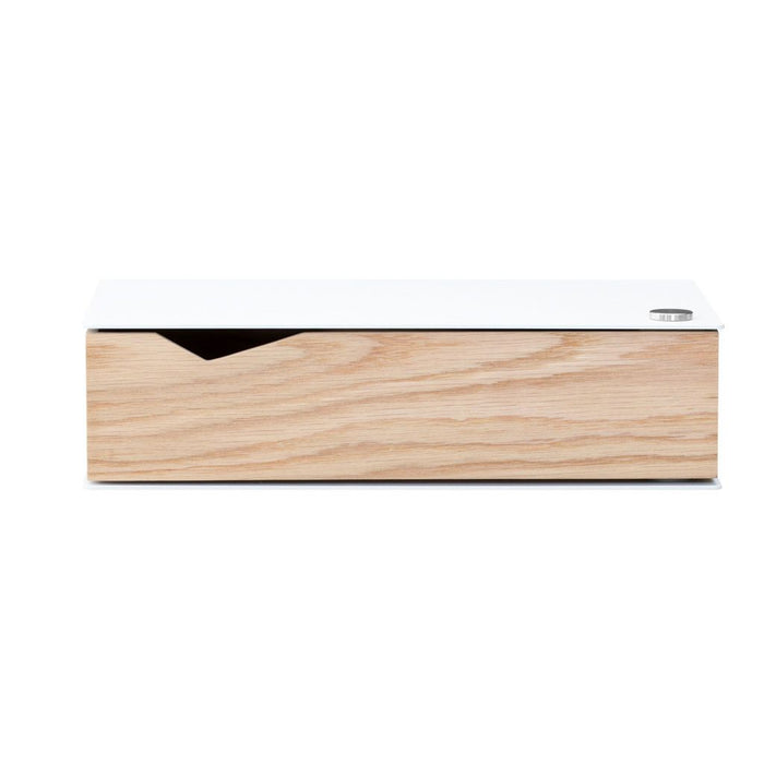 Wand-Nachttisch: 1 Stk. - BESIDE - weiß mit Schublade aus Eichenholz