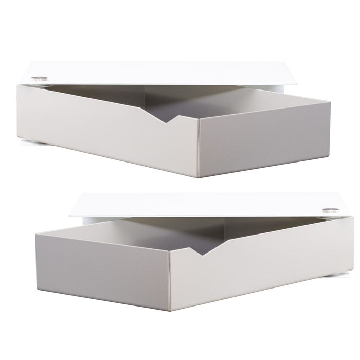 Wand-Nachttisch: 2 Stk. - BESIDE - weiß mit grauer Schublade